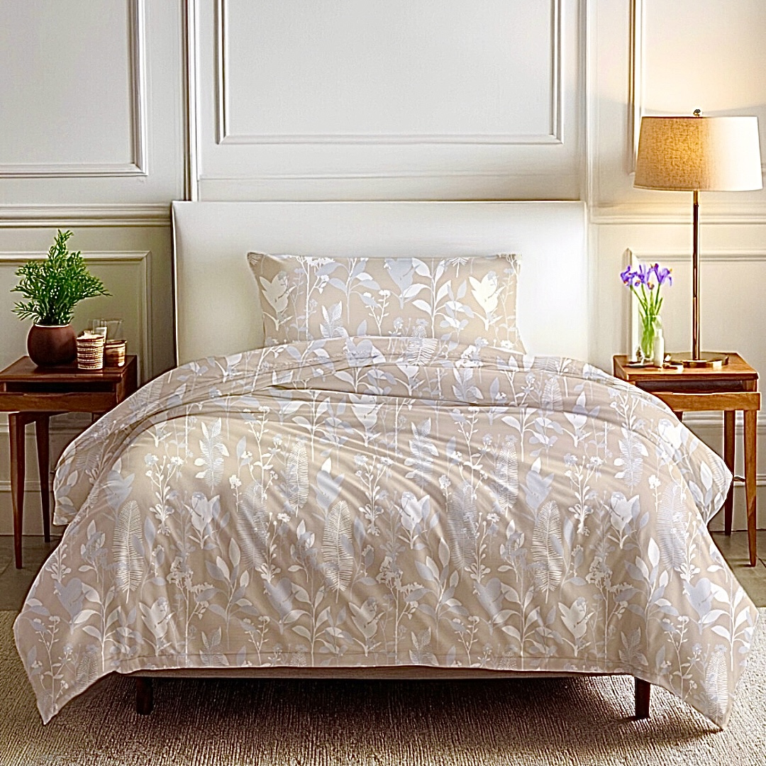 Obliečky krepové Meadow TiaHome - 1x Vankúš 90x70cm, 1x Paplón 140x200cm