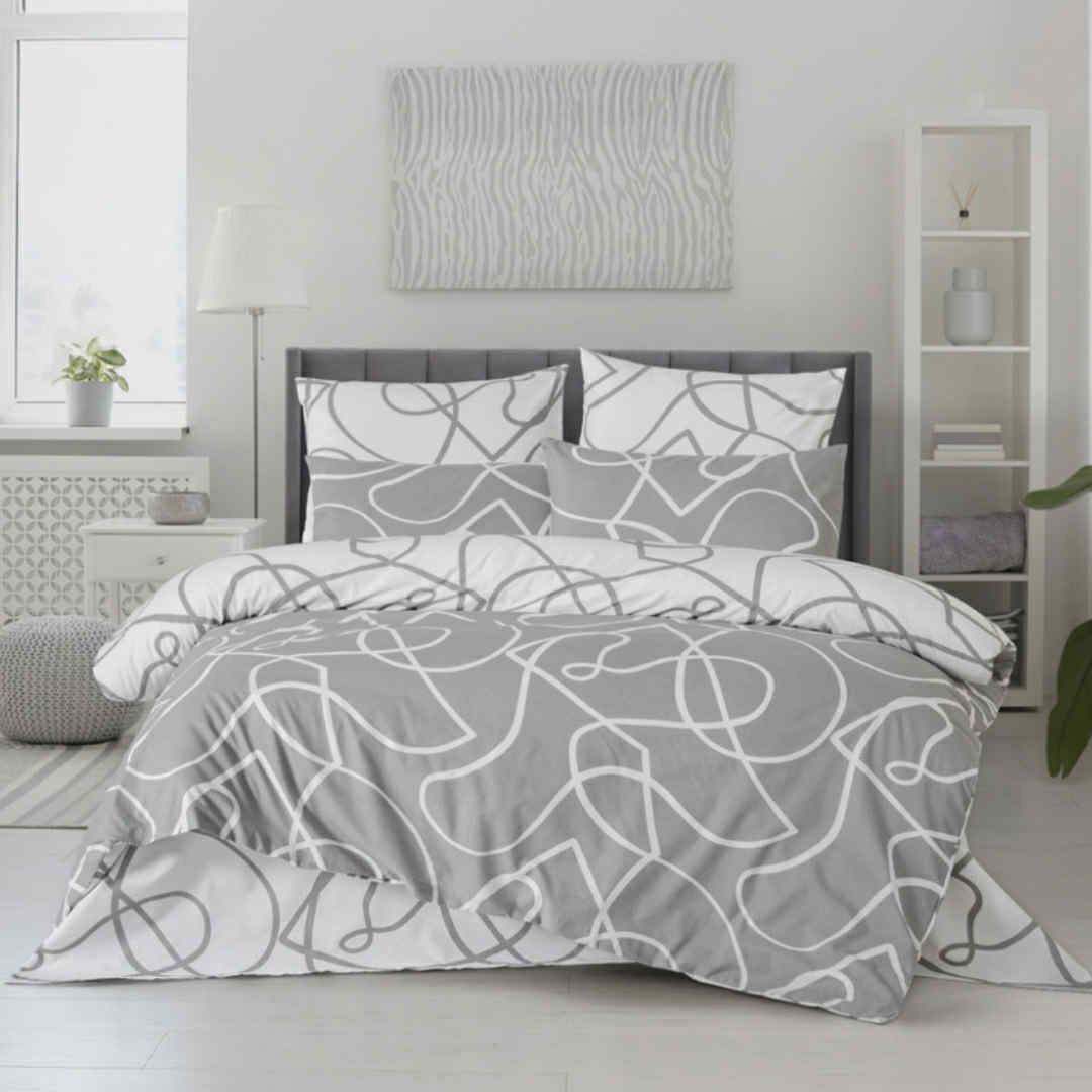 Obliečky bavlnené Merlot sivé 200x140cm+90x70cm TiaHome