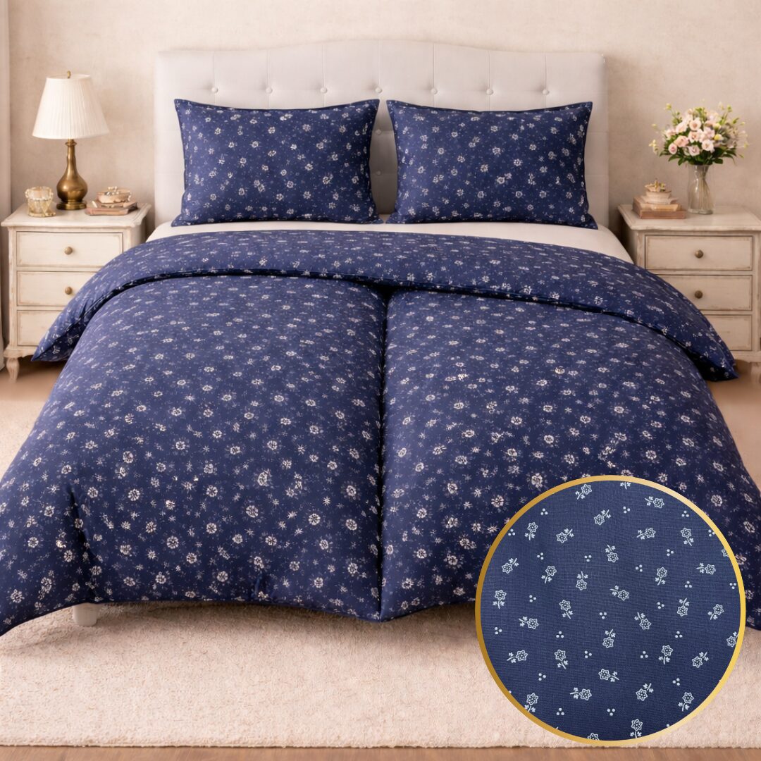 Obliečky bavlnené Marta modrá 140x200cm+90x70cm TiaHome