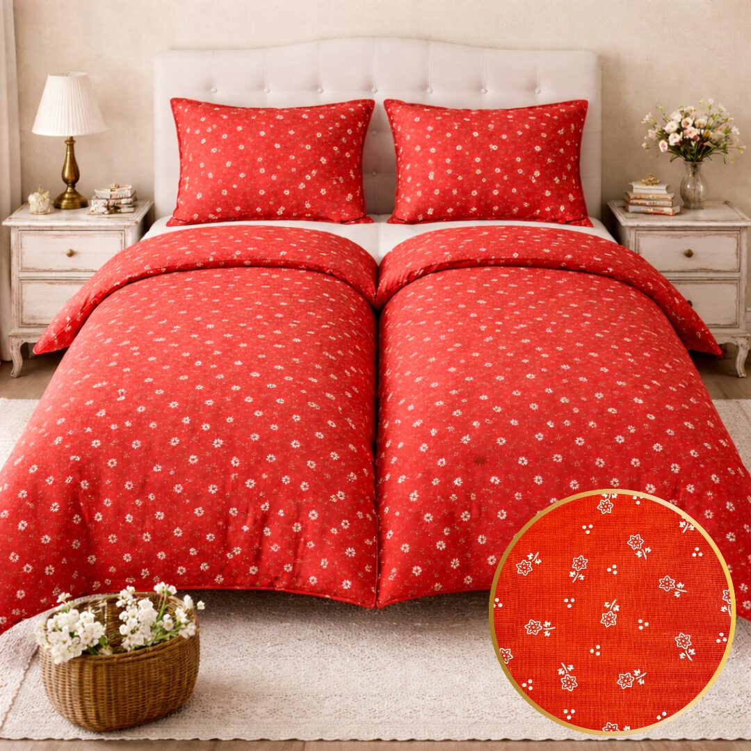 Obliečky bavlnené Marta červená 140x200cm+90x70cm TiaHome