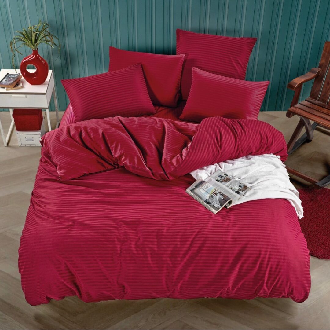 Obliečky damaškové bordové 200x140cm+90x70cm TiaHome